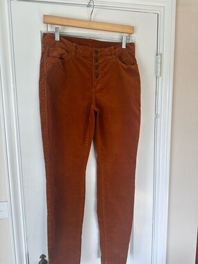 CAbi Rust Orange Corduroy Button-Fly Pants